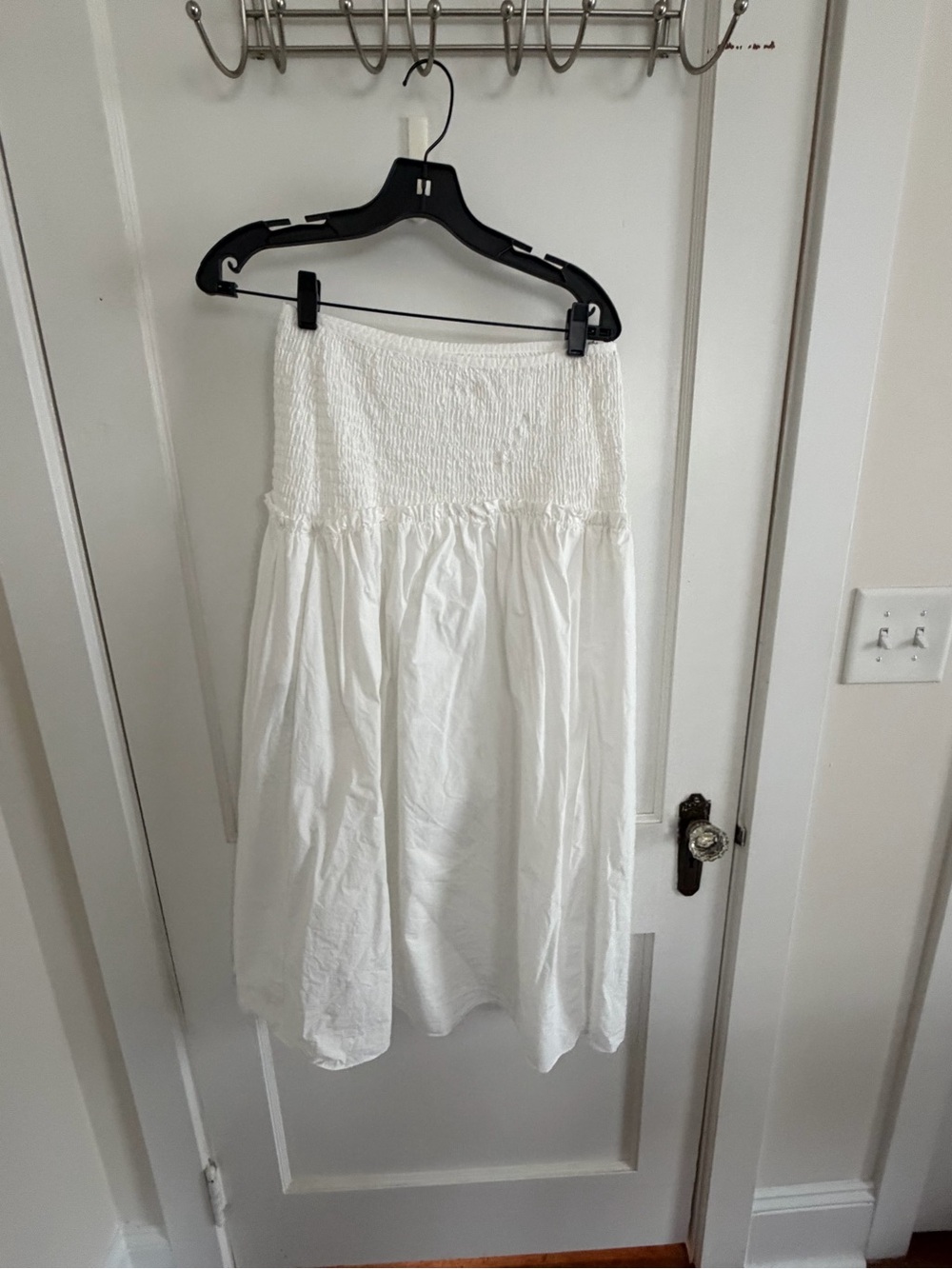 All Saints White Smocked Waist Midi Skirt